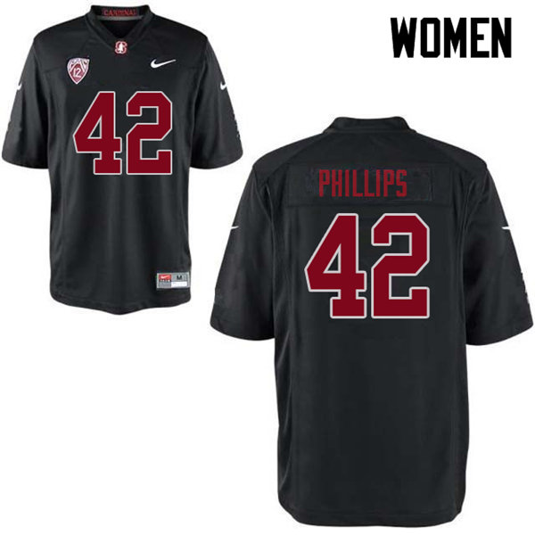 Women #42 Caleb Phillips Stanford Cardinal College Football Jerseys Sale-Black - Click Image to Close